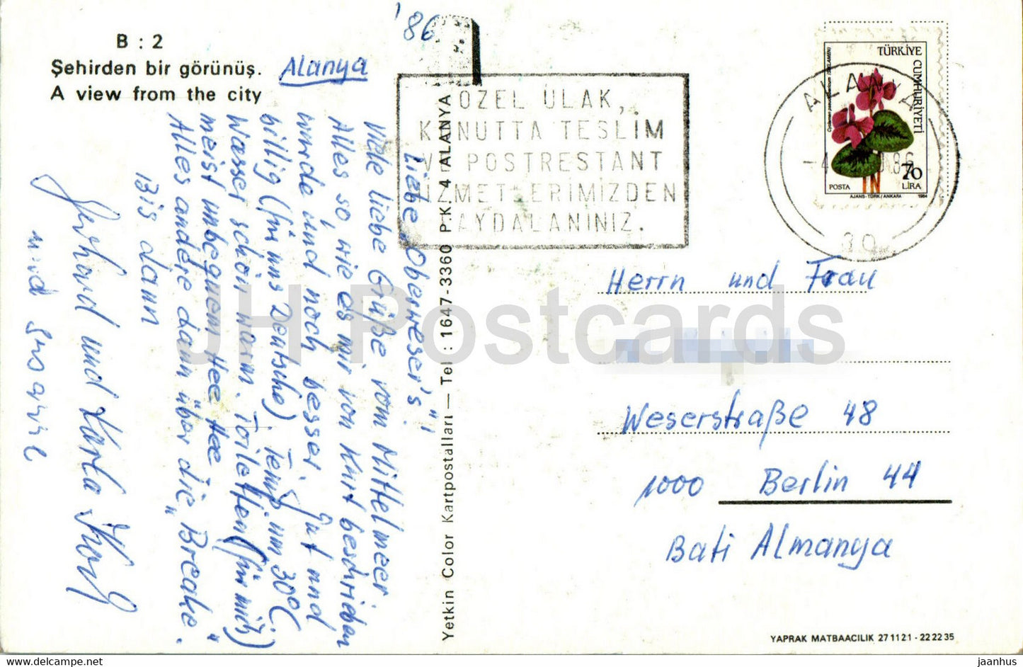 Alanya - A view from the City - 1986 - Turkey - used