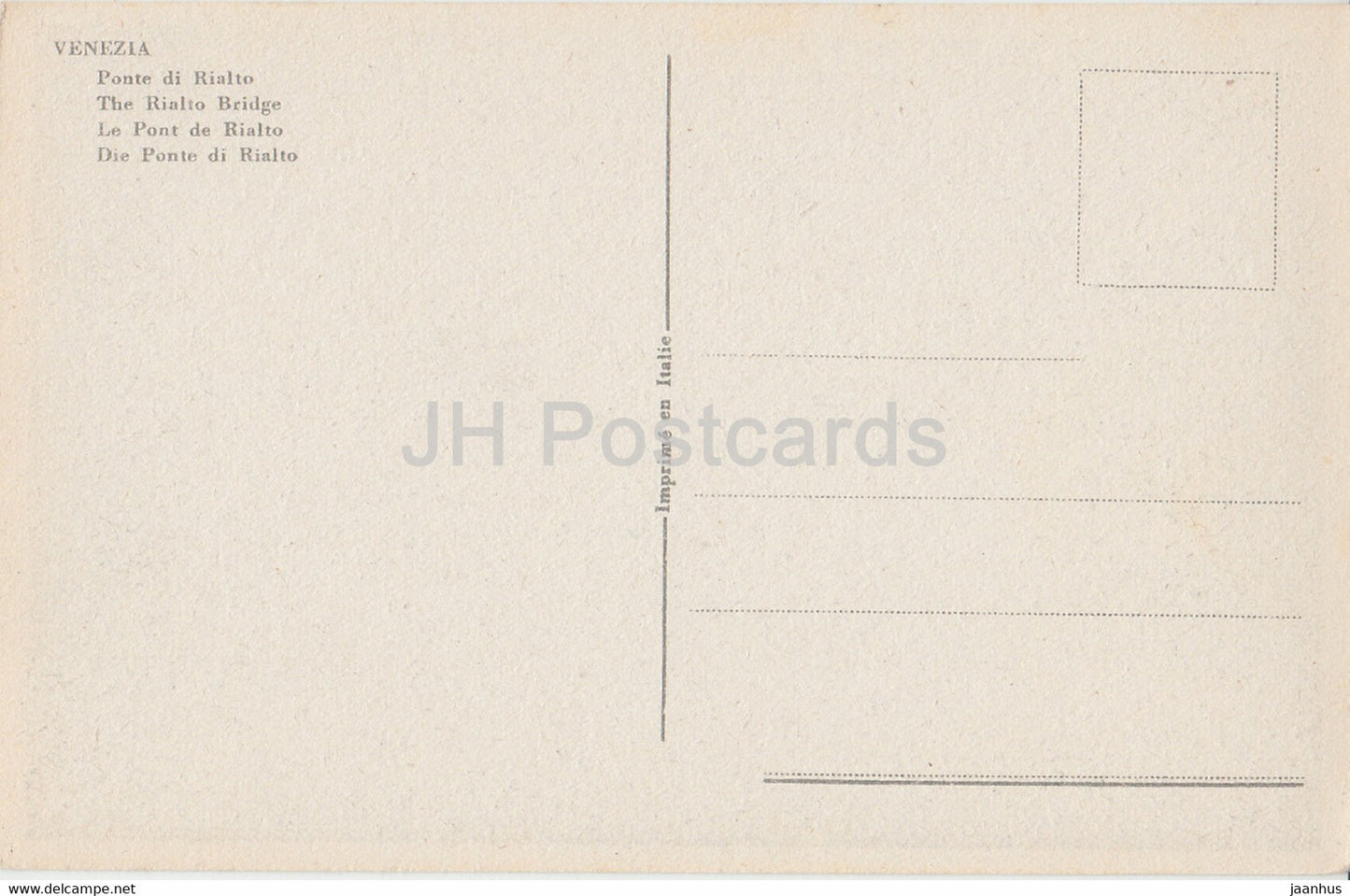 Venezia - Vendig - Venise - Ponte di Rialto - Le Pont du Rialto - carte postale ancienne - Italie - inutilisé