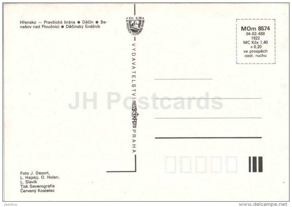 PravÄická gate Hrensko - Benesov nad Polucnici - rocks - Decin - Severocesky Kraj - Czechoslovakia - Czech - unused - JH Postcards
