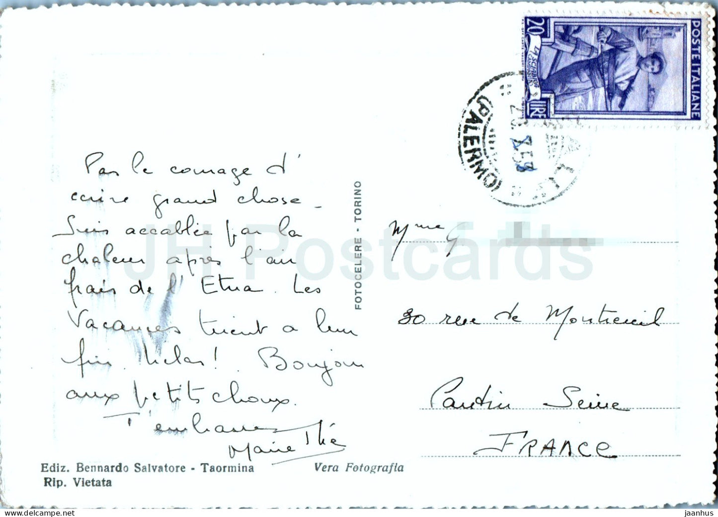 Taormina - Teatro Greco - Notturno - Ancient theatre of Taormina - old postcard - 1955 - Italy - used