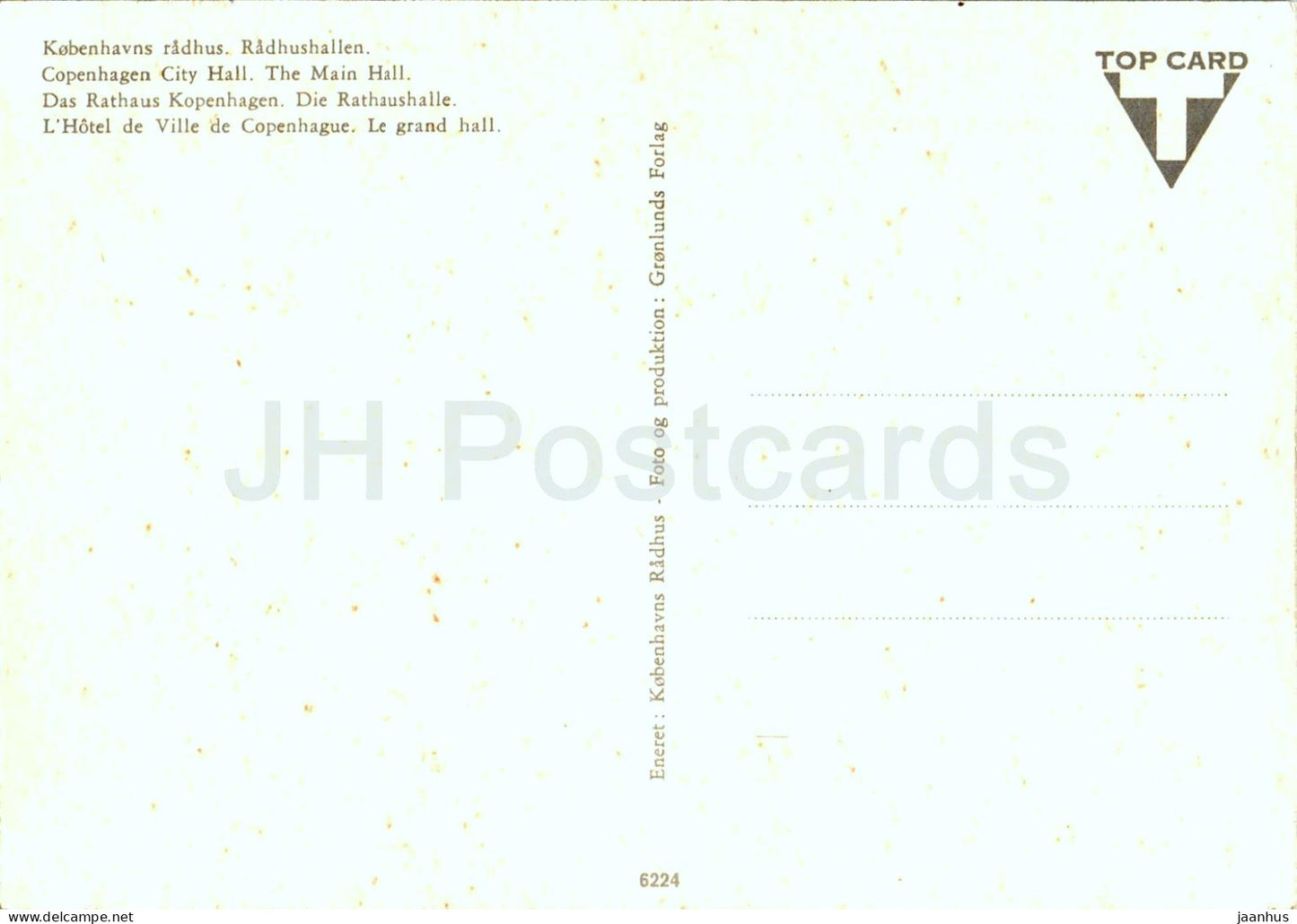 Kopenhagen – Kobenhavn – Radhus – Radhushallen – Rathaus – Die Haupthalle – 6224 – Dänemark – unbenutzt