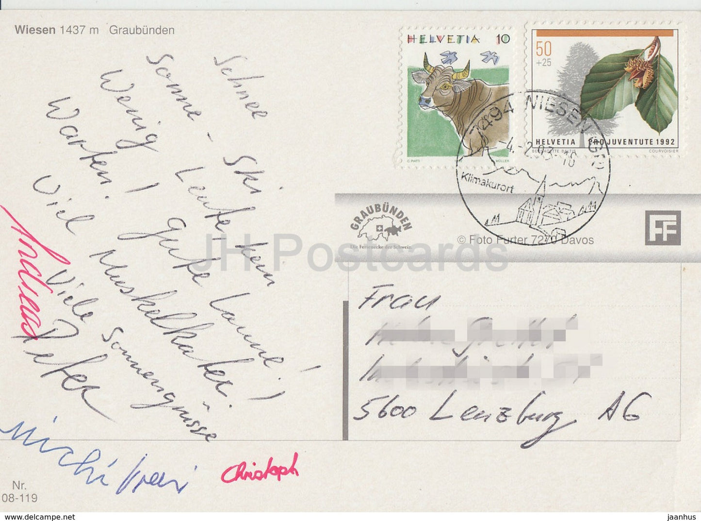 Wiesen 1437 m - Grisons - 1993 - Suisse - occasion