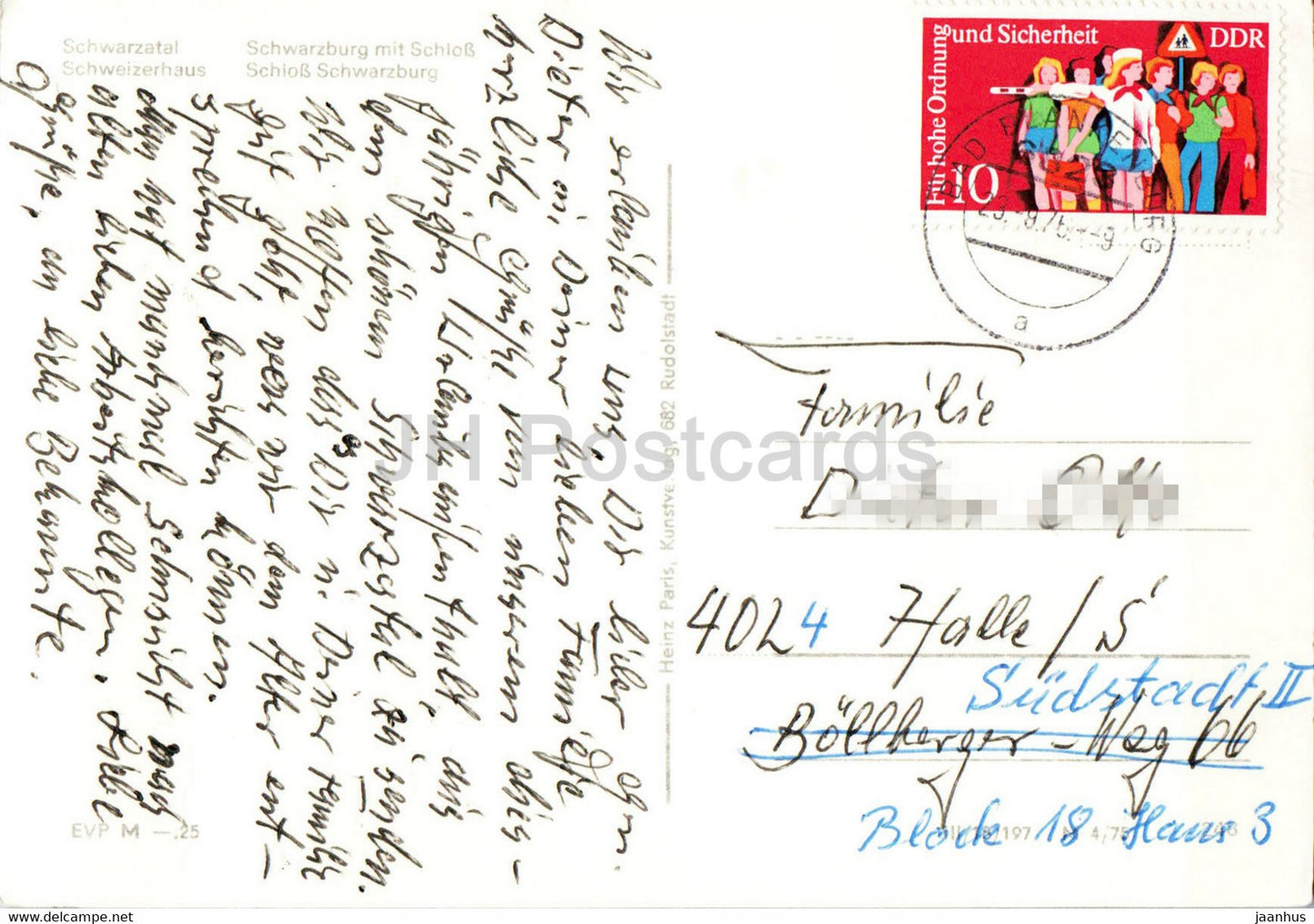Schwarzatal - Schweizerhaus - Schwarzburg mit Schloss - old postcard - 1976 - Germany DDR - used