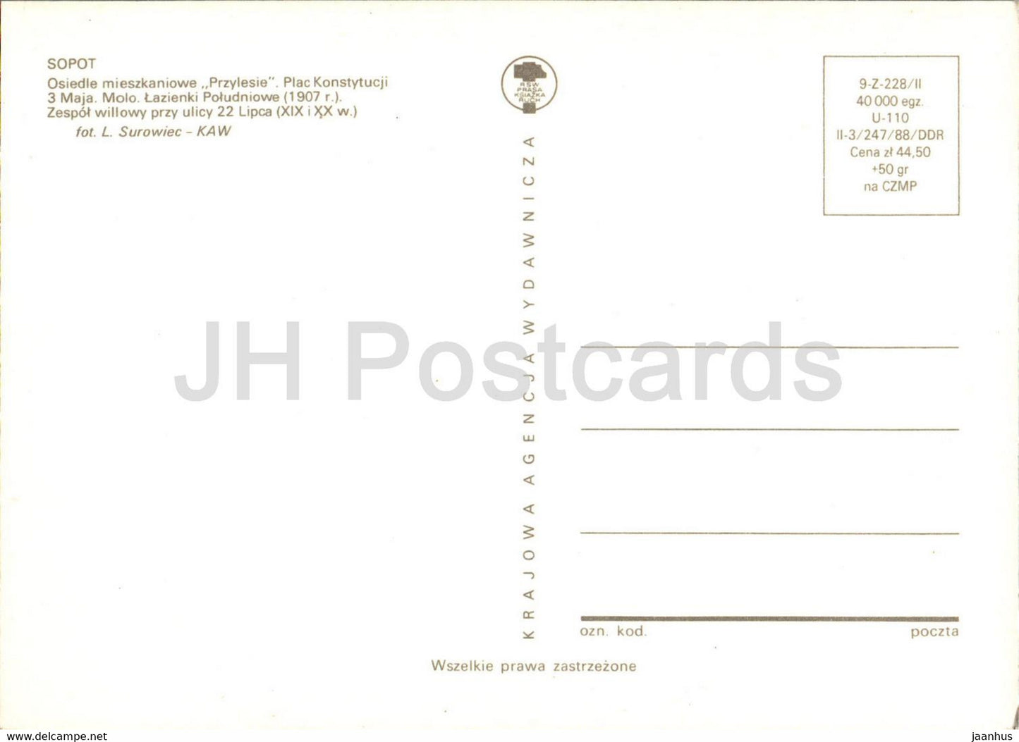 Sopot - Osiedle mieszkaniowe Przylesie - Plac Konstytucji - Molo - Lazienki - multiview - Poland - unused