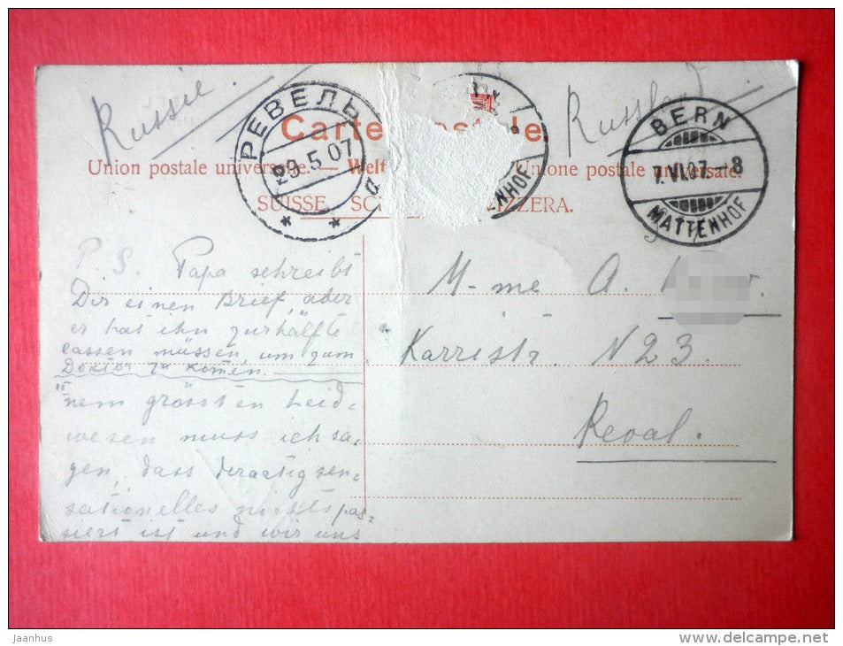 Markt - Basel - 13431 - old postcard - Switzerland - sent from Switzerland Bern to Estonia Reval Imperial Russia 1907 - JH Postcards