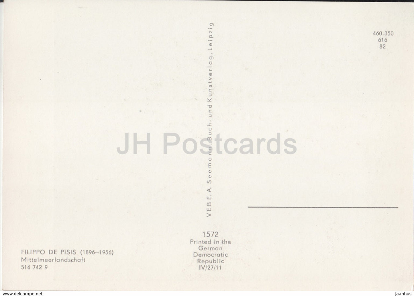 painting by Filippo de Pisis - Mittelmeerlandschaft - Italian art - Germany DDR - unused