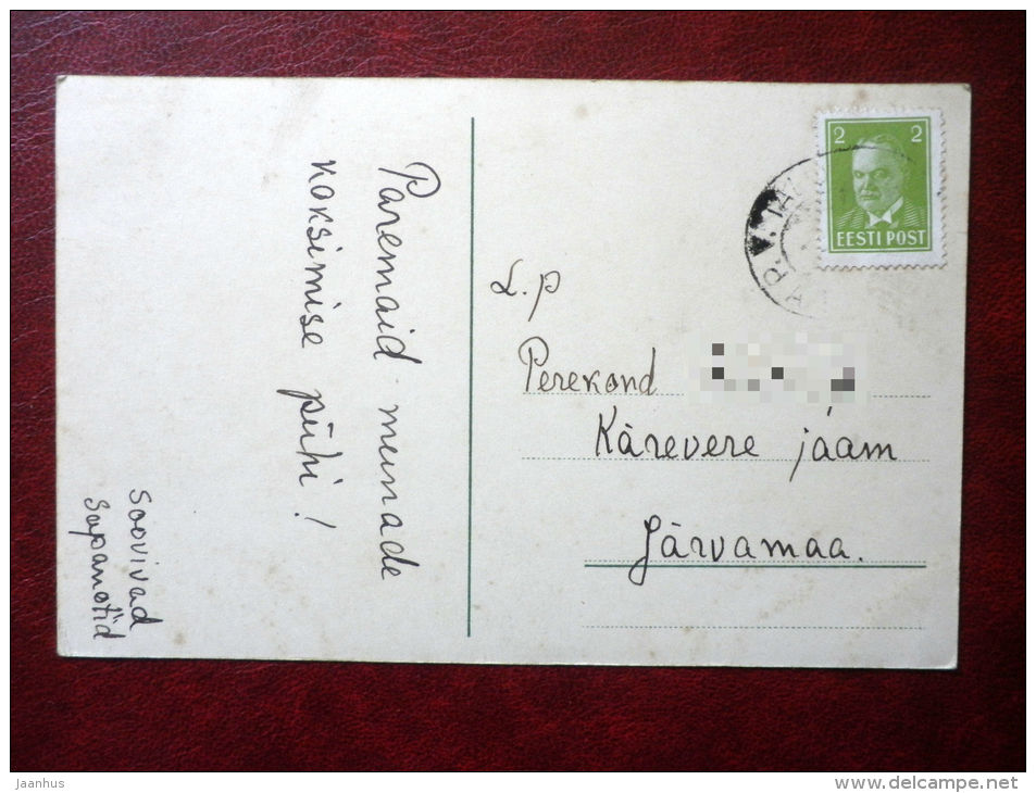 Easter Greeting Card - chicken - eggs - circulated in Estonia 1930s - Estonia - used - JH Postcards