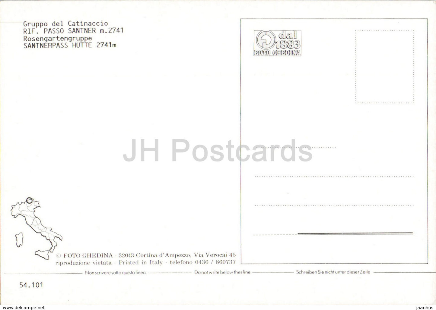 Rifugio Passo Santner - Santnerpass Hutte 2741 m - Rosengartengruppe - Italy - unused