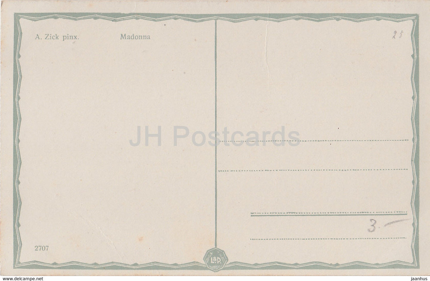 painting by Alexander Zick - Madonna - L P 2707 - German art - old postcard - Germany - unused