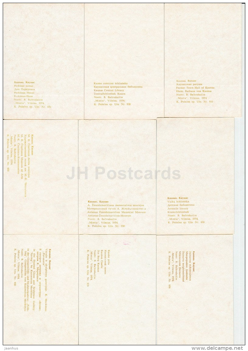 set of 13 mini photos - Kaunas - 1974 - Lithuania USSR - unused - JH Postcards