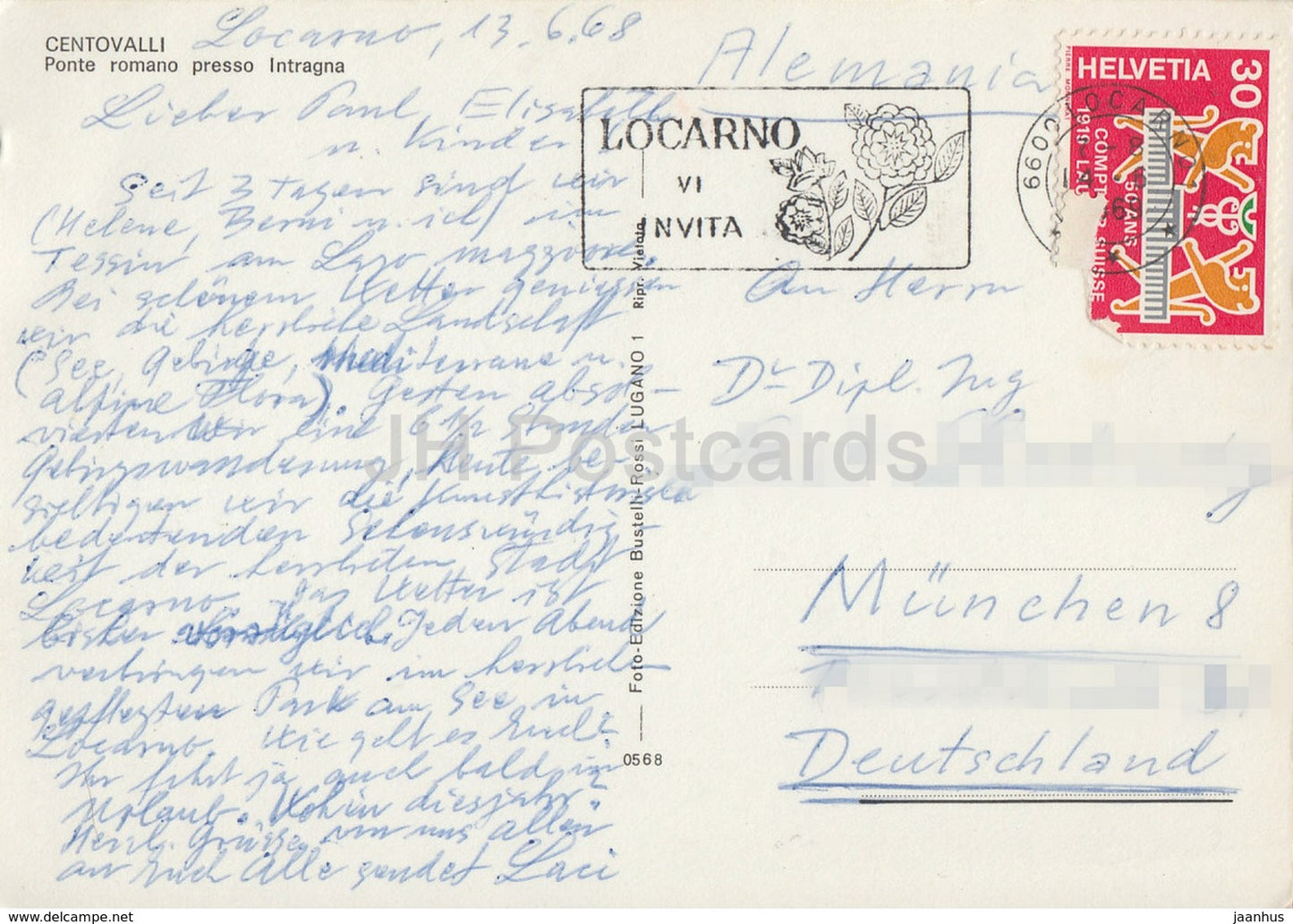 Centovalli - Ponte Romano Presso Intragna - bridge - 1968 - Switzerland - used