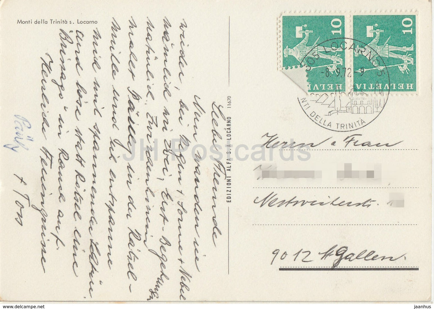 Monti della Trinita Locarno - 1972 - Switzerland - used