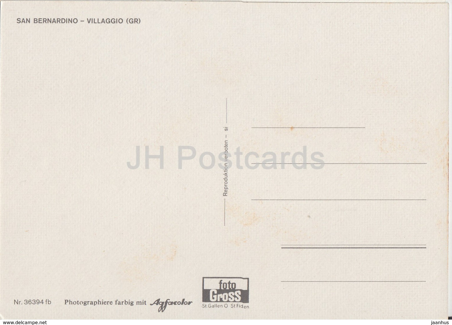 San Bernardino - Villaggio - Switzerland - unused