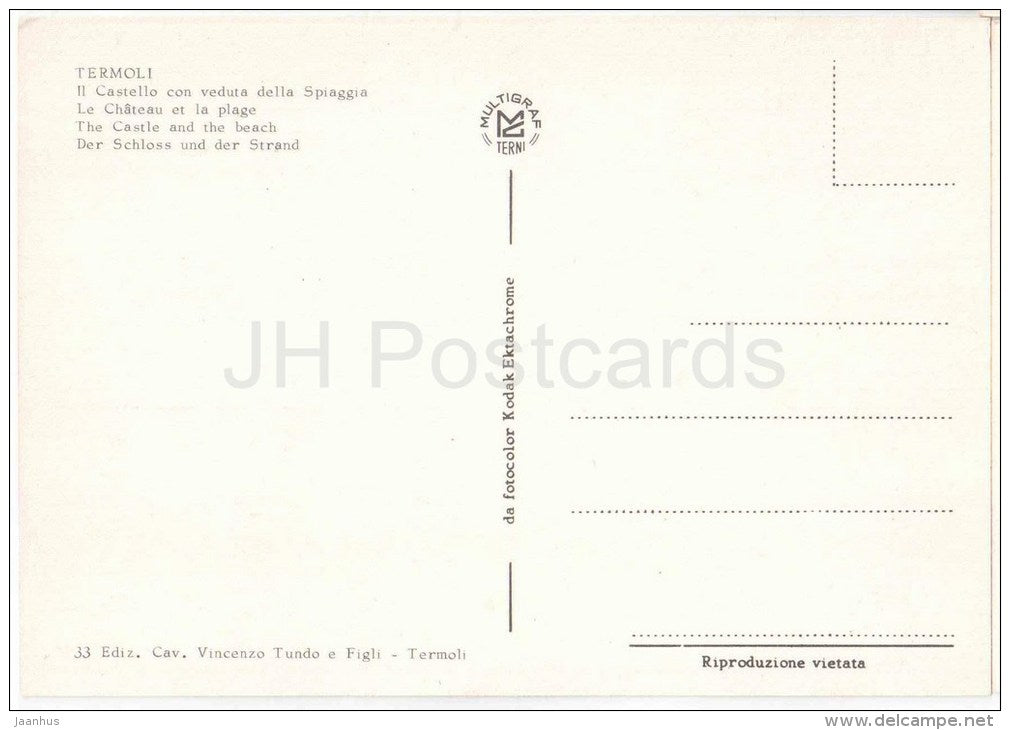Il Castello con veduta della Spiaggia - castle , beach - Termoli - Campobasso - Molise - 33 - Italia - Italy - unused - JH Postcards