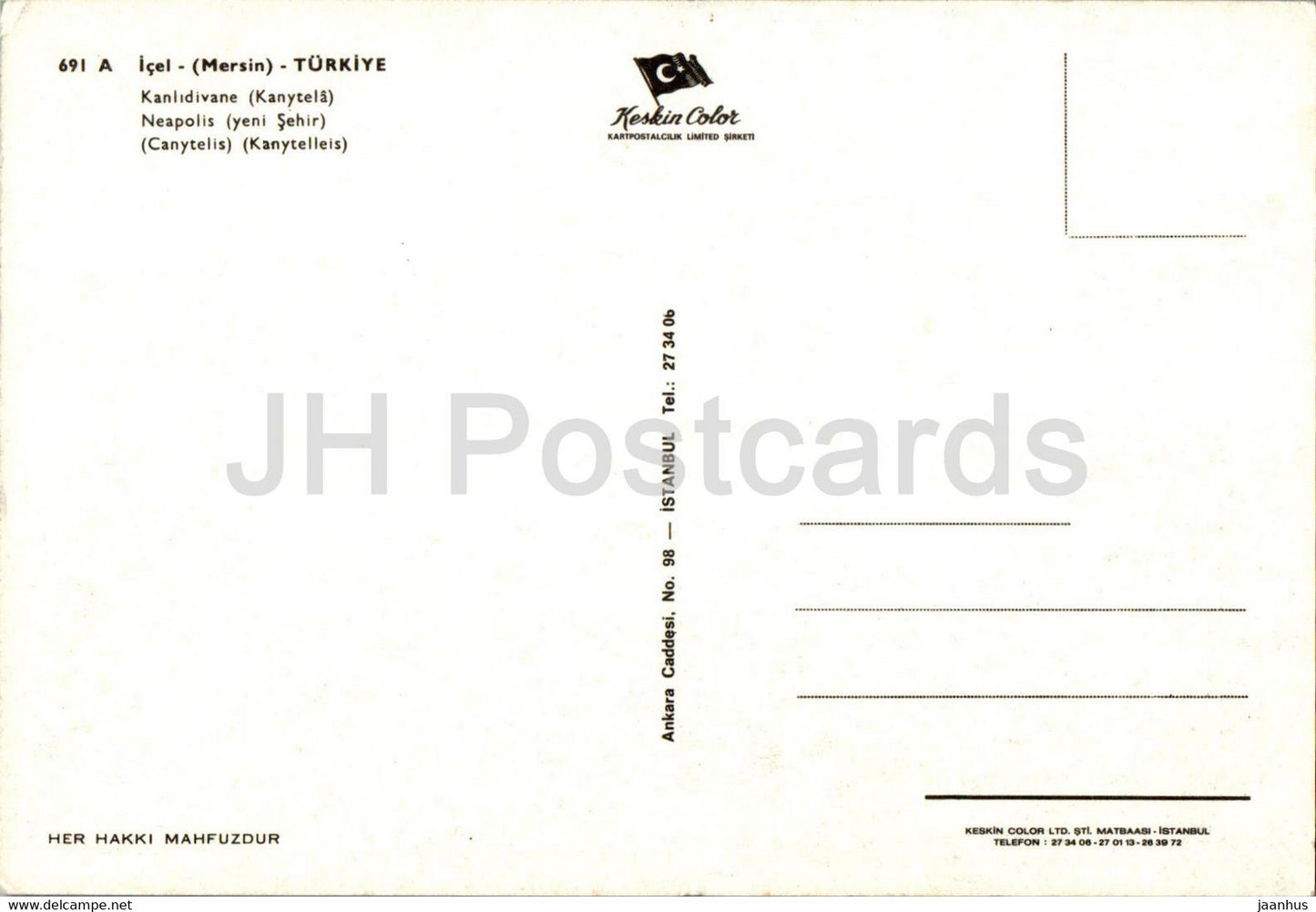 Icel - Mersin - Kanlidivane - Kanytela - Neapolis - Canytelis - ancient world - 691 - Turkey - unused