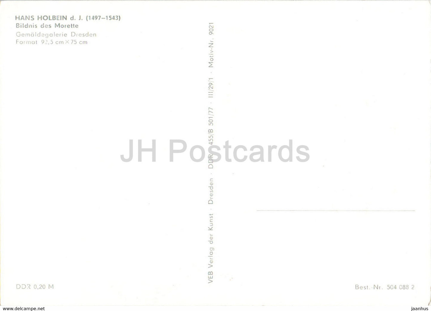 painting by Hans Holbein - Bildnis des Morette - German art - Germany DDR - unused