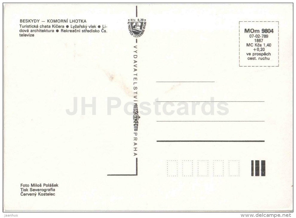 Beskydy - Beskids - Kicera cottage - skiing - Czechoslovakia - Czech - unused - JH Postcards