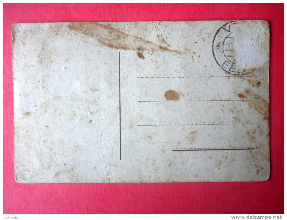 christmas greeting card - angel - woman - christmas tree - old postcard - used - JH Postcards