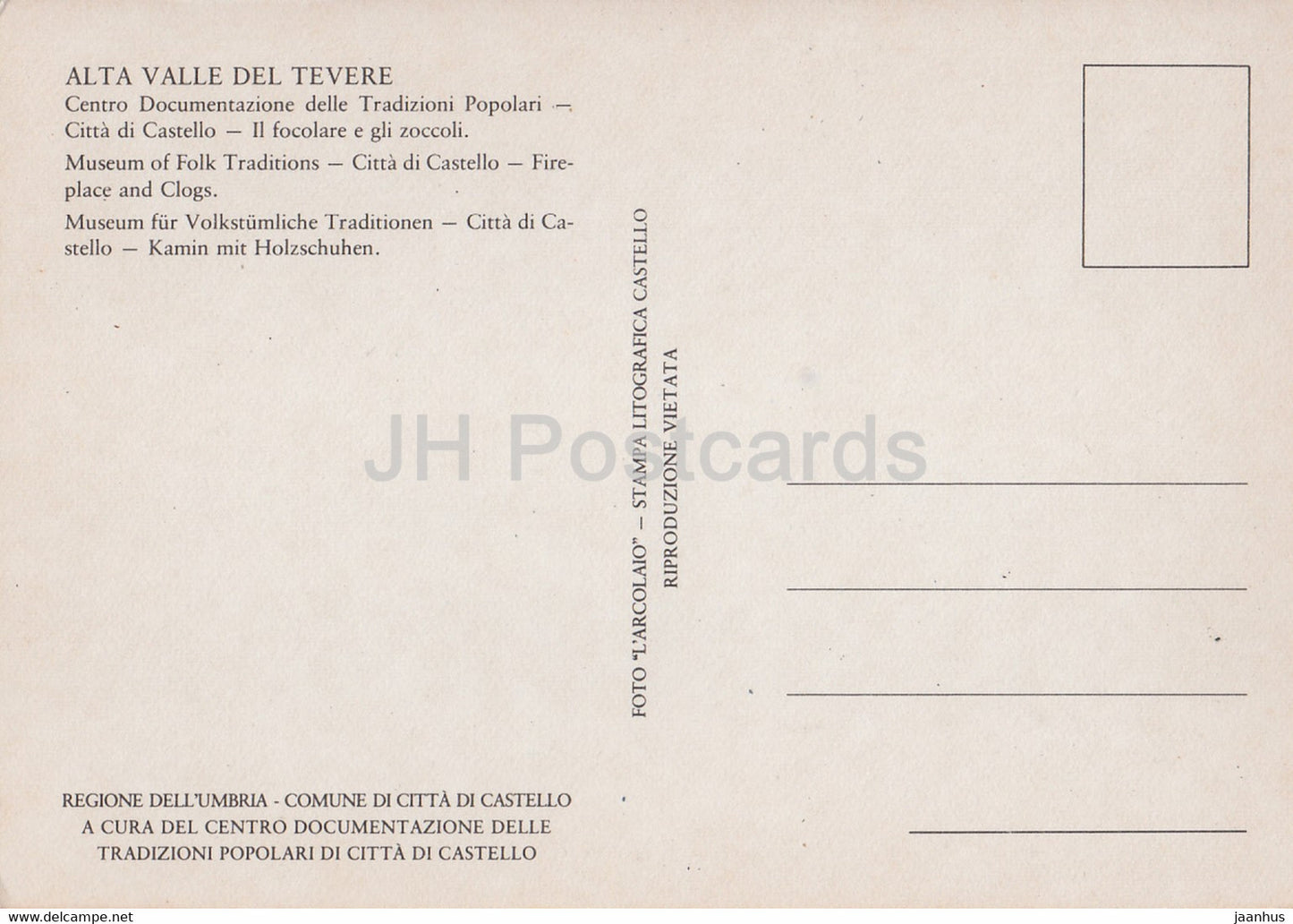 Alta Valle del Tevere – Museum für Volkstraditionen – Citta di Castello – Kamin und Holzschuhe – Italien – Italia – unbenutzt