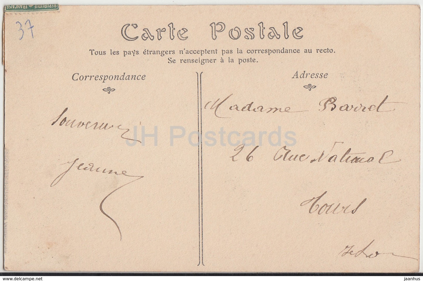 Montlouis - La Bourdaisiere - chateau - castle - 19 - 1909 - old postcard - France - used