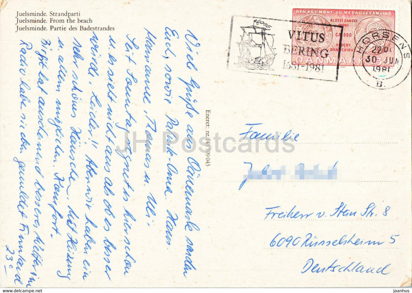 Juelsminde - From the Beach - ship - boat - 1981 - Denmark - used