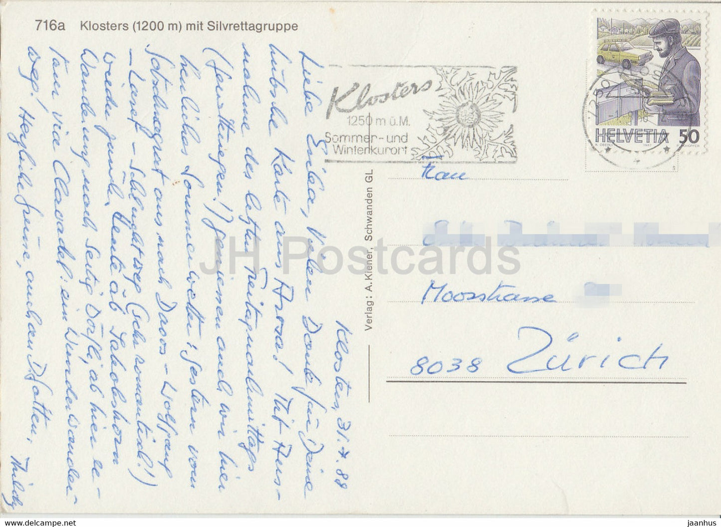 Klosters 1200 m mit Silvrettagruppe - 1988 - Suisse - occasion