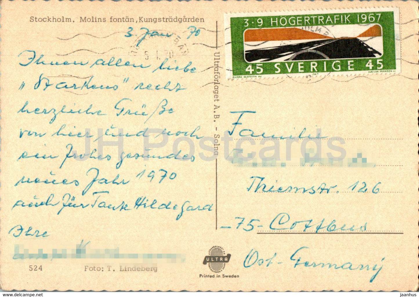 Stockholm - Molins fontan - Kungstradgarden - 524 - 1970 - Sweden - used
