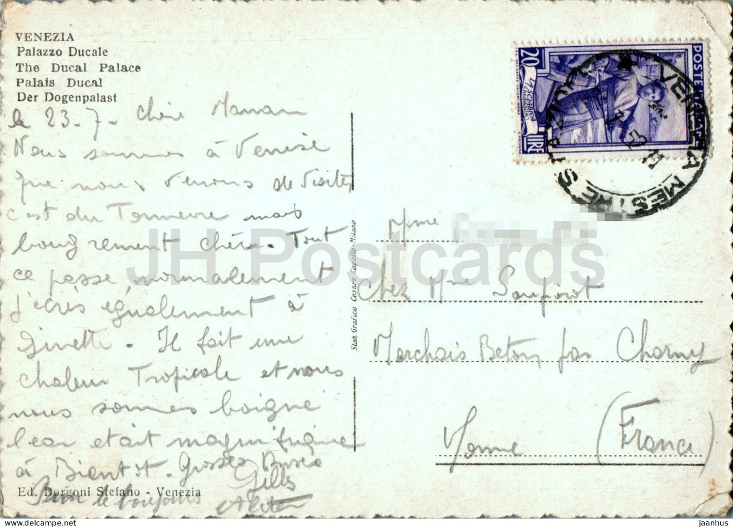 Venezia - Venice - Palazzo Ducale - The Ducal Palace - old postcard - 1952 - Italy - used