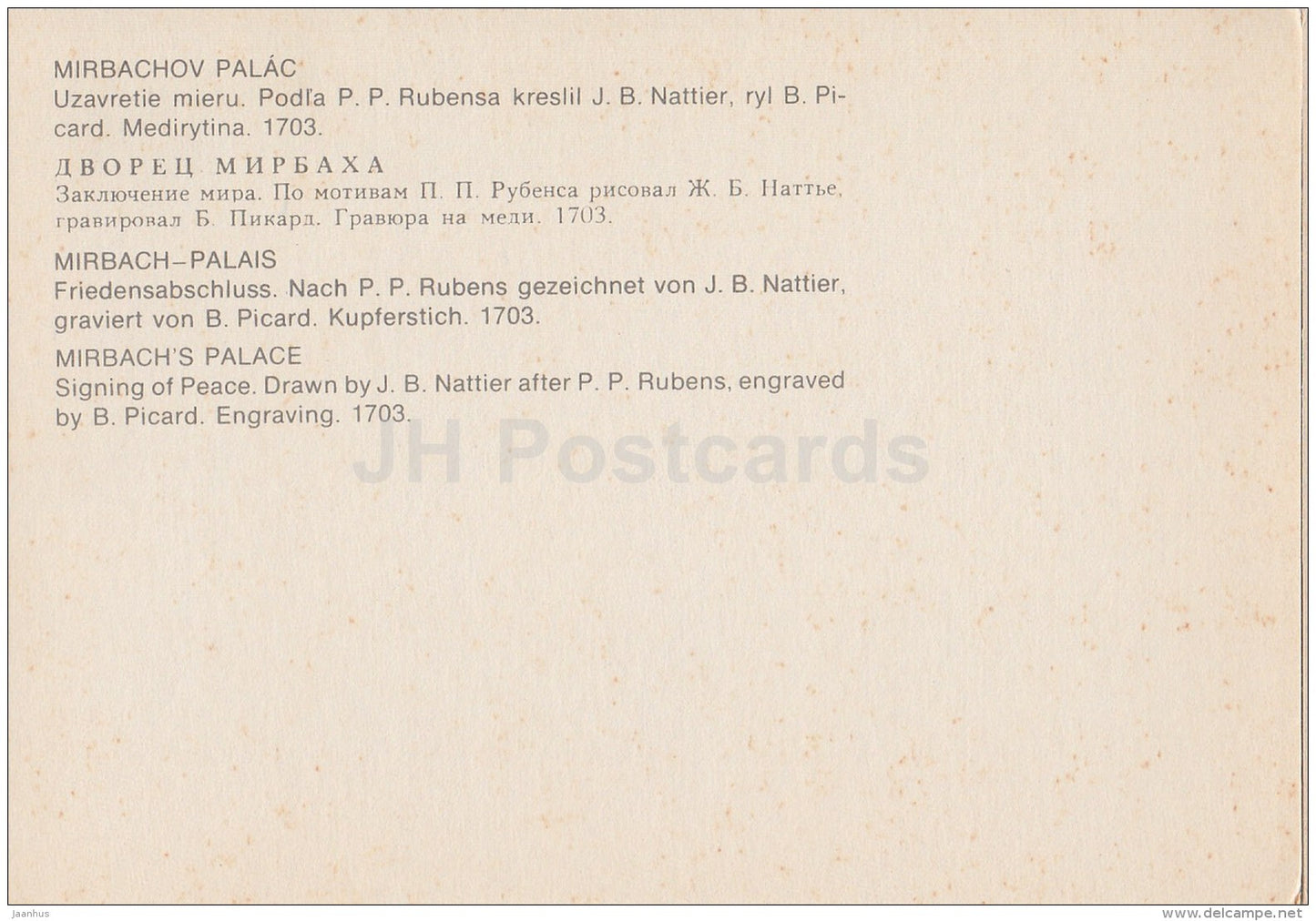 Signing of Peace - Mirbach´s Palace - art - Slovakia - unused - JH Postcards