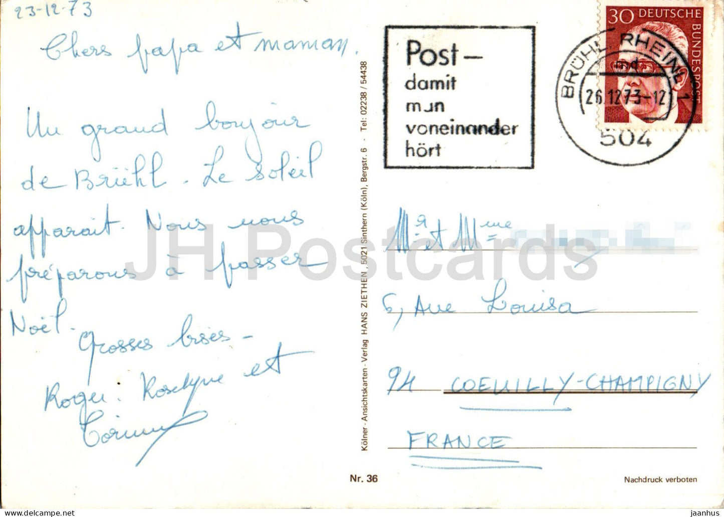 Der romantische Rhein - Karte - 36 - 1973 - Deutschland - gebraucht