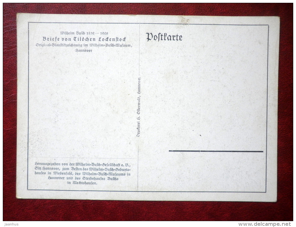 Illustration by Wilhelm Busch - karikatur - caricature - cat - woman - unused - JH Postcards