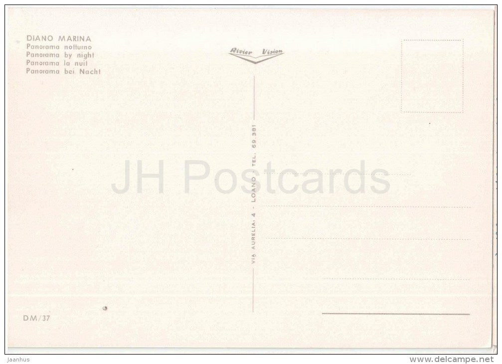 panorama notturno - spiaggia - beach - Riviera dei Fiori - Diano Marina - Savona - Liguria - Italia - Italy - unused - JH Postcards