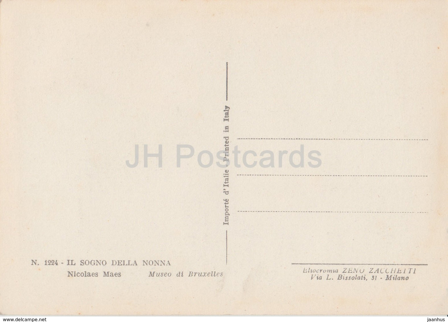 peinture de Nicolaes Maes - Il Sogno Della Nonna - Grandmother's Dream - Art hollandais - Italie - inutilisé