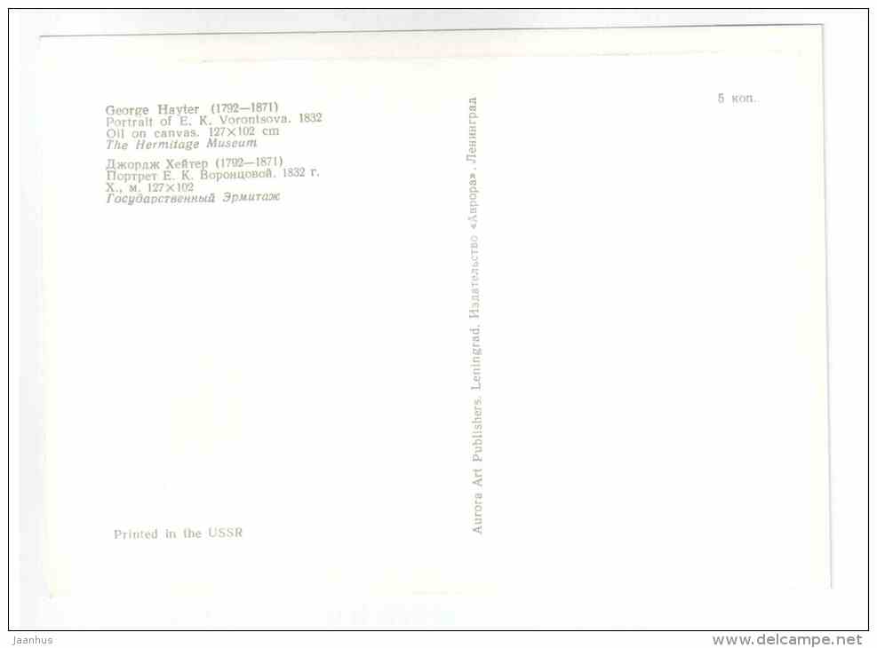 painting by George Hayter - portrait of E. Vorontsova , 1832 - british art - unused - JH Postcards