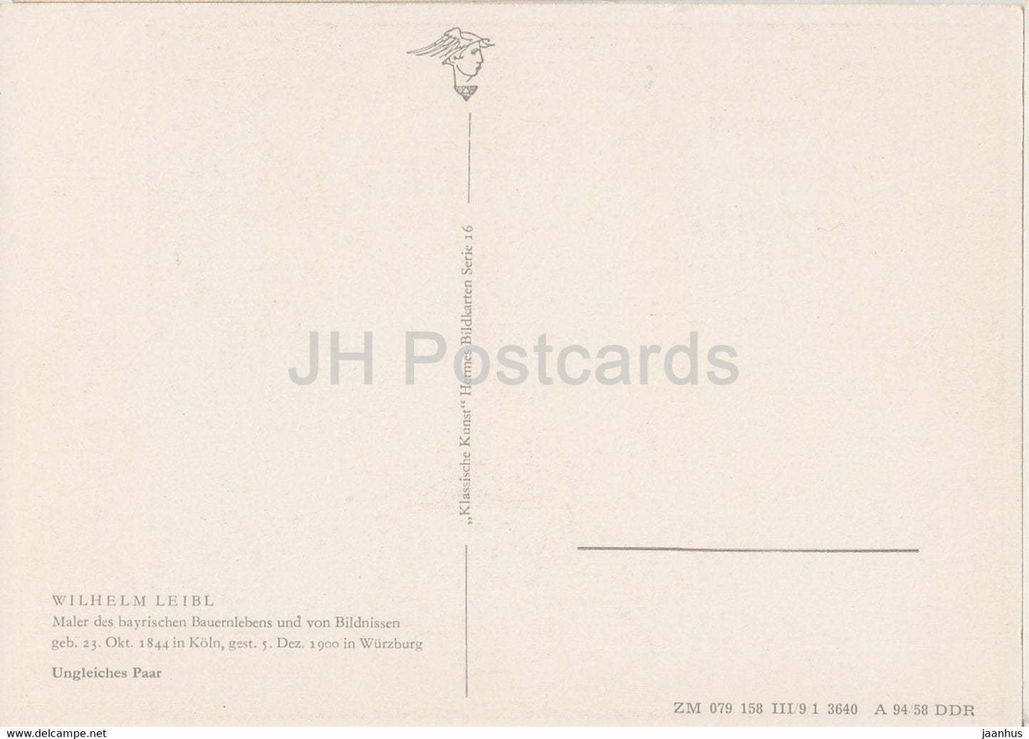 Gemälde von Wilhelm Leibl - Alter Mann und junge Frau - Ungleiches Paar - Volkstrachten - Deutsche Kunst - Deutschland - unbenutzt