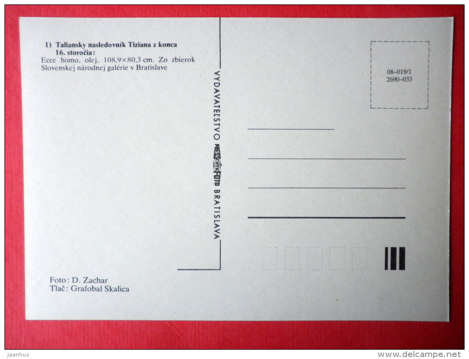 painting by Titian - Ecce Homo , 16th century - italian art - unused - JH Postcards