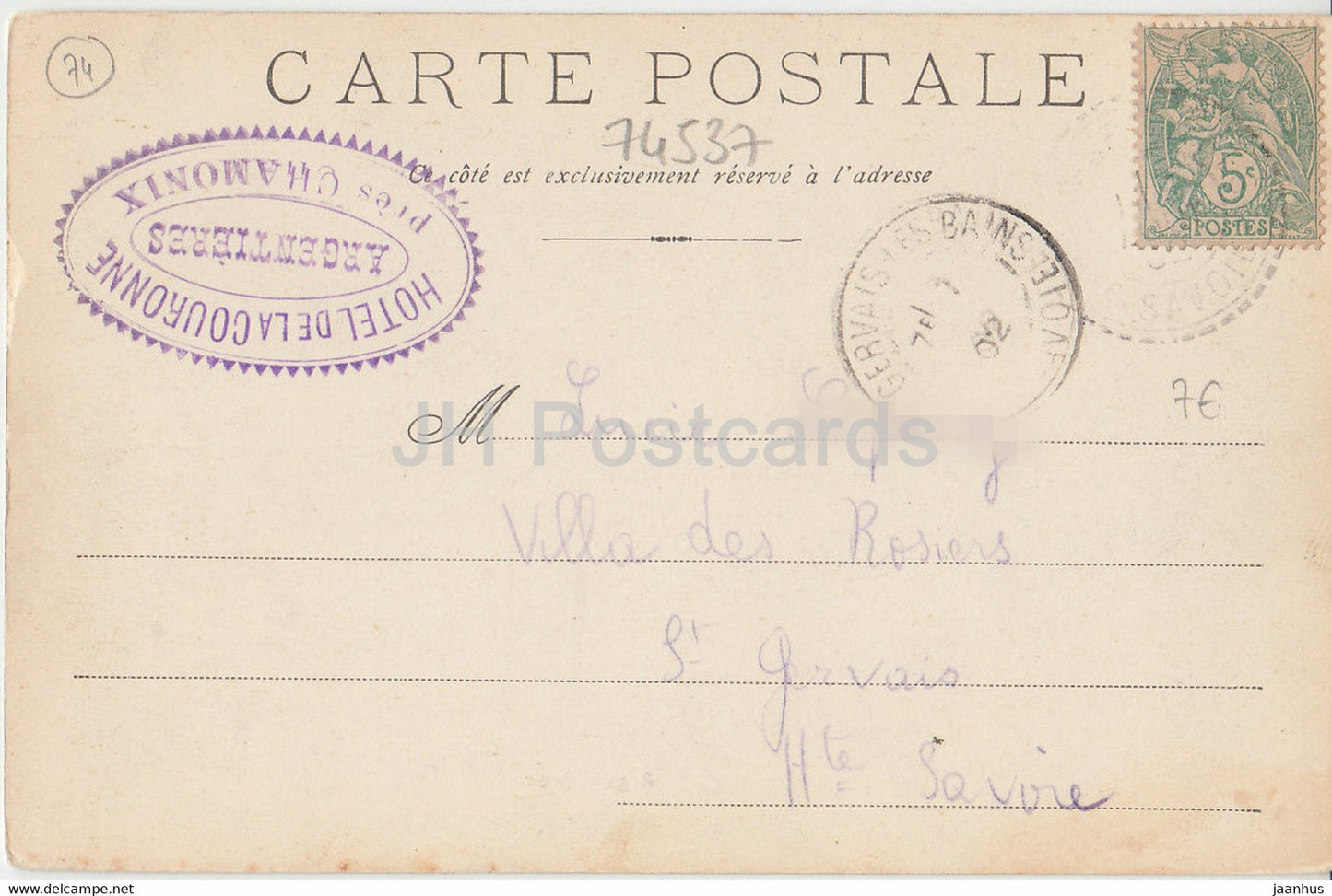 Argentieres – 96 – JJ – alte Postkarte – 1902 – Frankreich – gebraucht