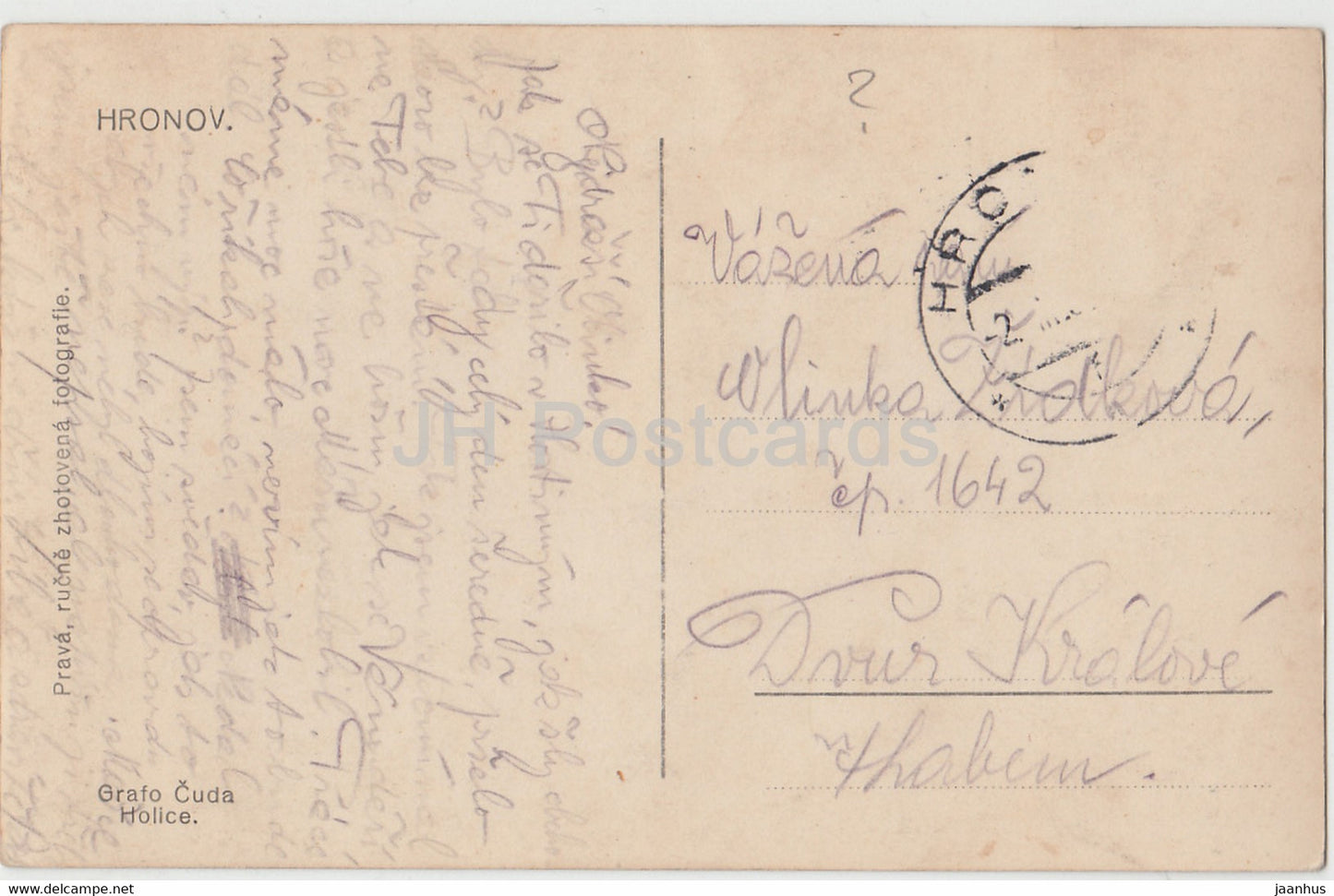 Hronov - old postcard - Czech Republic - used