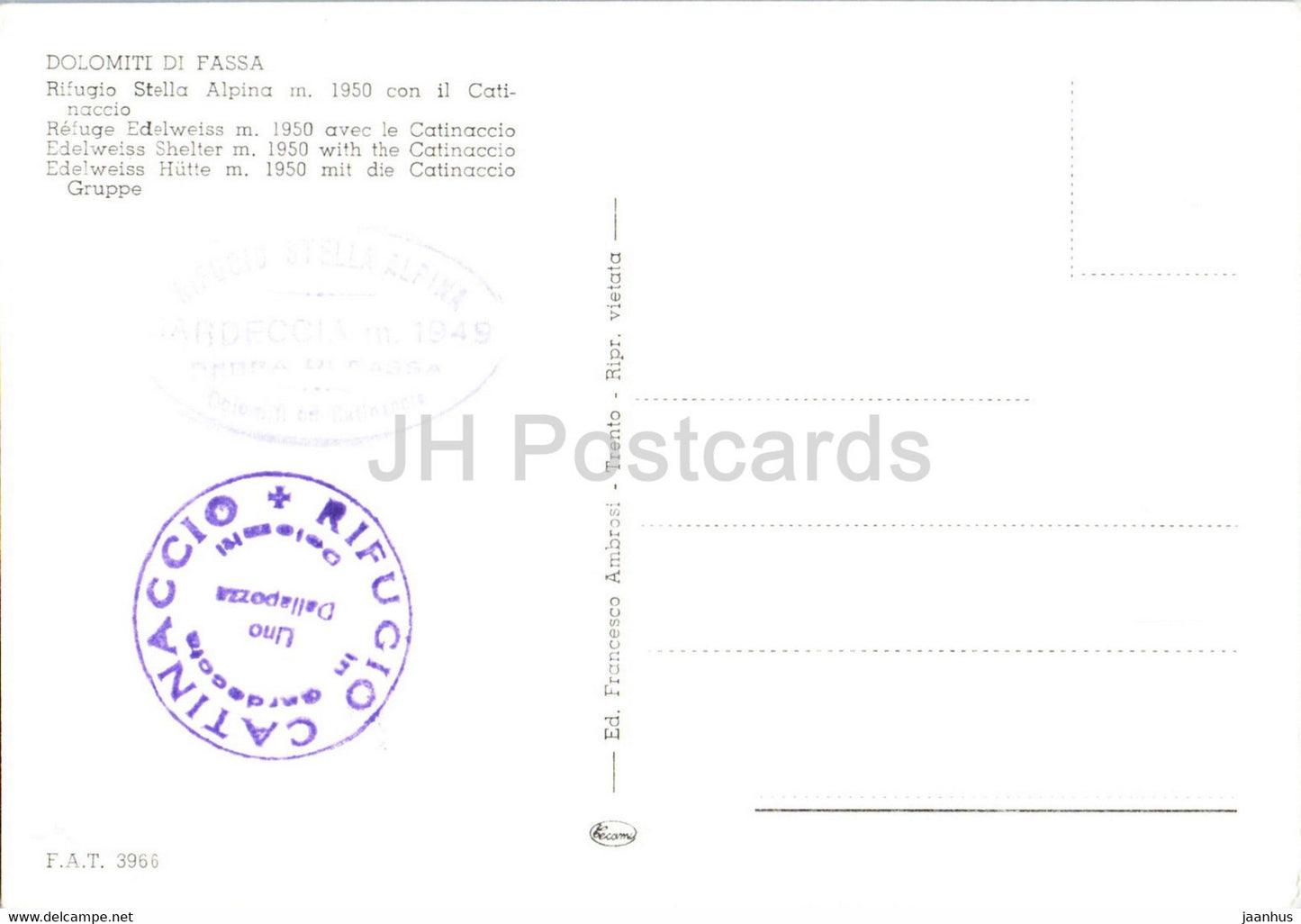 Dolomiti di Fassa - Rifugio Stella Alpina - Il Catinaccio - Italy - unused