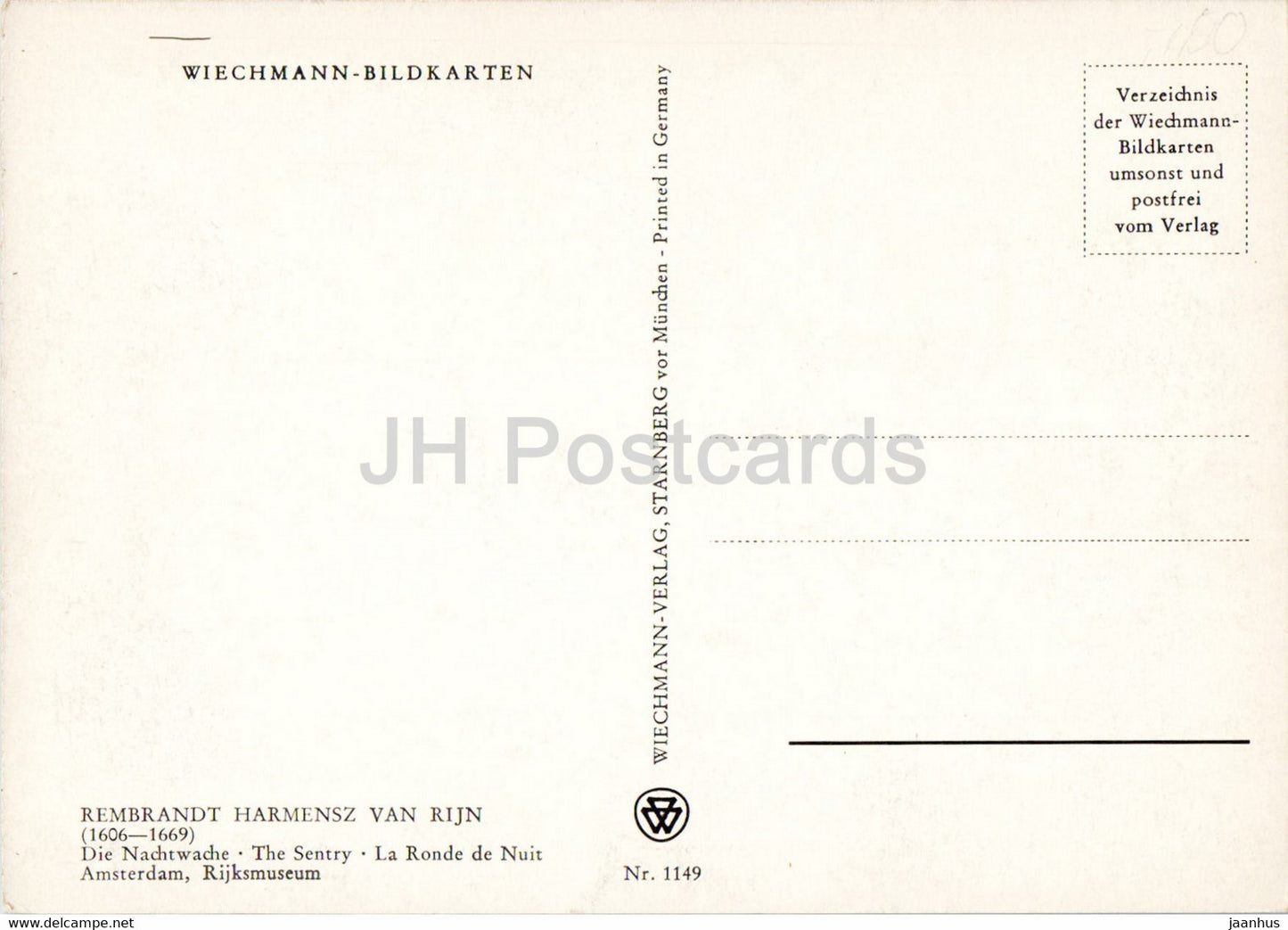 peinture de Rembrandt - Die Nachtwache - The Sentry - Art hollandais - Allemagne - inutilisé