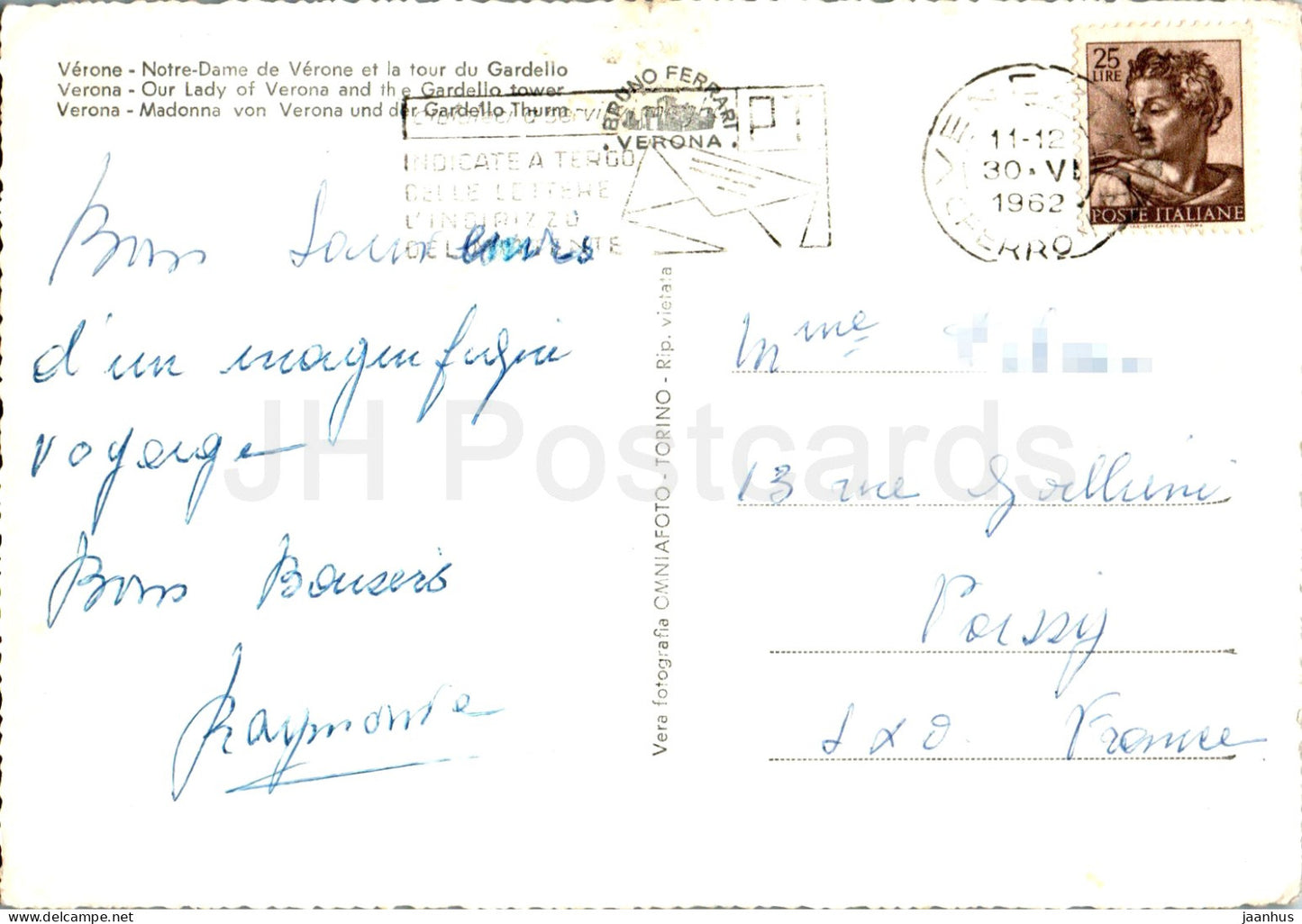 Verona - Madonna Verona e Torre del Gardello - Unsere Liebe Frau von Verona - Gardello-Turm - 231 - 1962 - Italien - gebraucht