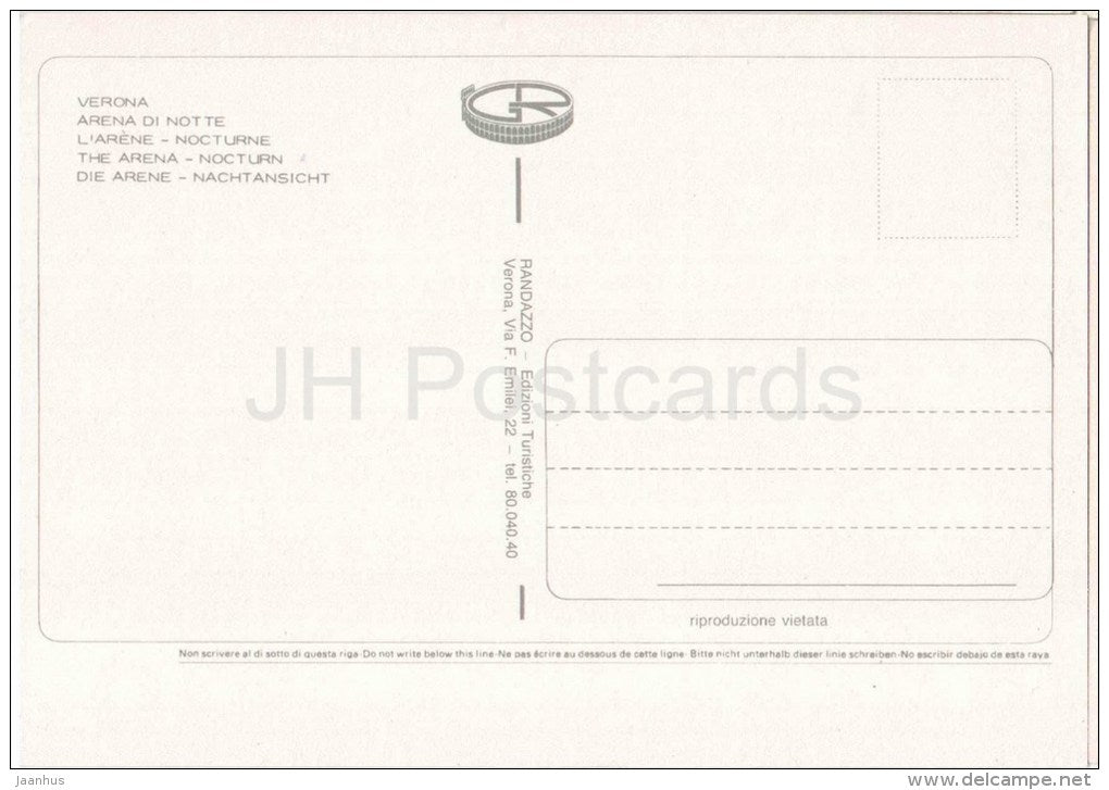Arena di Notte - the Arena - Verona - Veneto - Italia - Italy - unused - JH Postcards