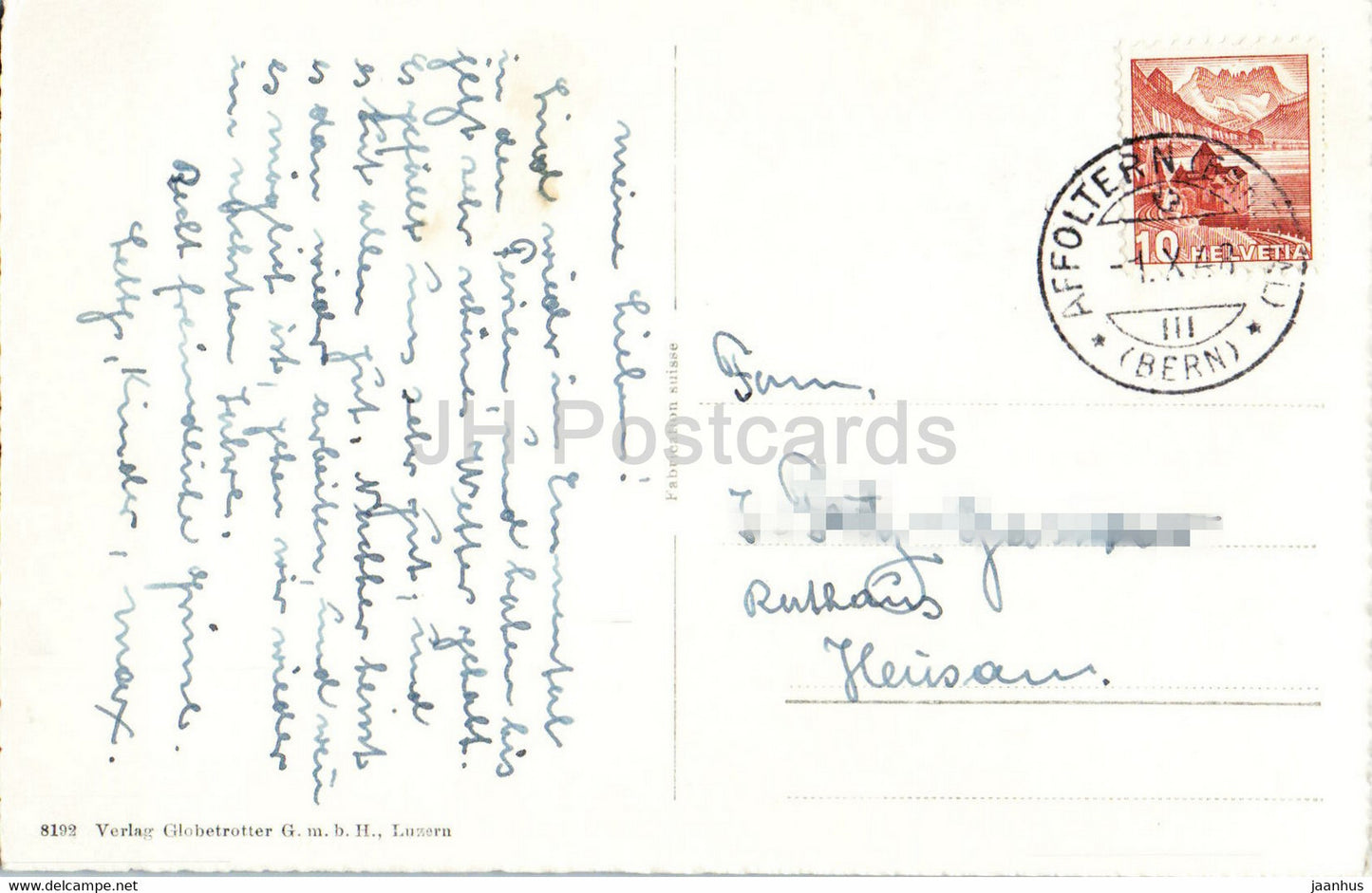 Kavaleristen Denkmal auf der Lueg mit den Berneralpen - monument - 8192 - 1948 - old postcard - Switzerland - used