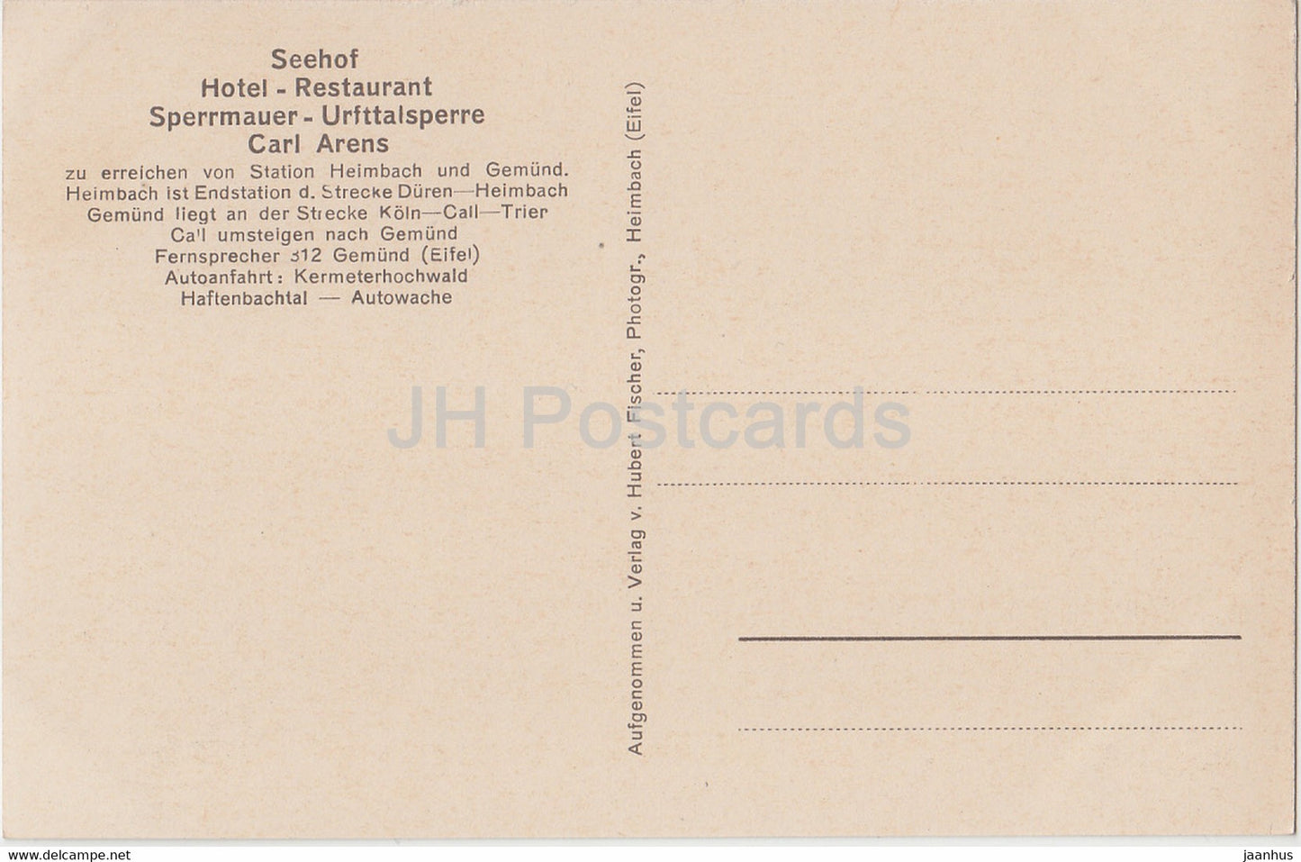 Blick vom Forsthaus Paulushof Honigberg bei der Urftalsperre ins Tal - Seehof - alte Postkarte - Deutschland - unbenutzt