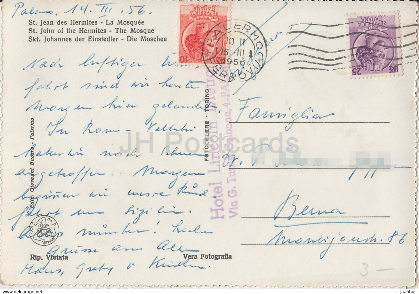 Palermo - S. Giovanni degli Eremiti - La Moschea - Moschee - Johannes der Eremiten - alte Postkarte - 1956 - Italien - gebraucht