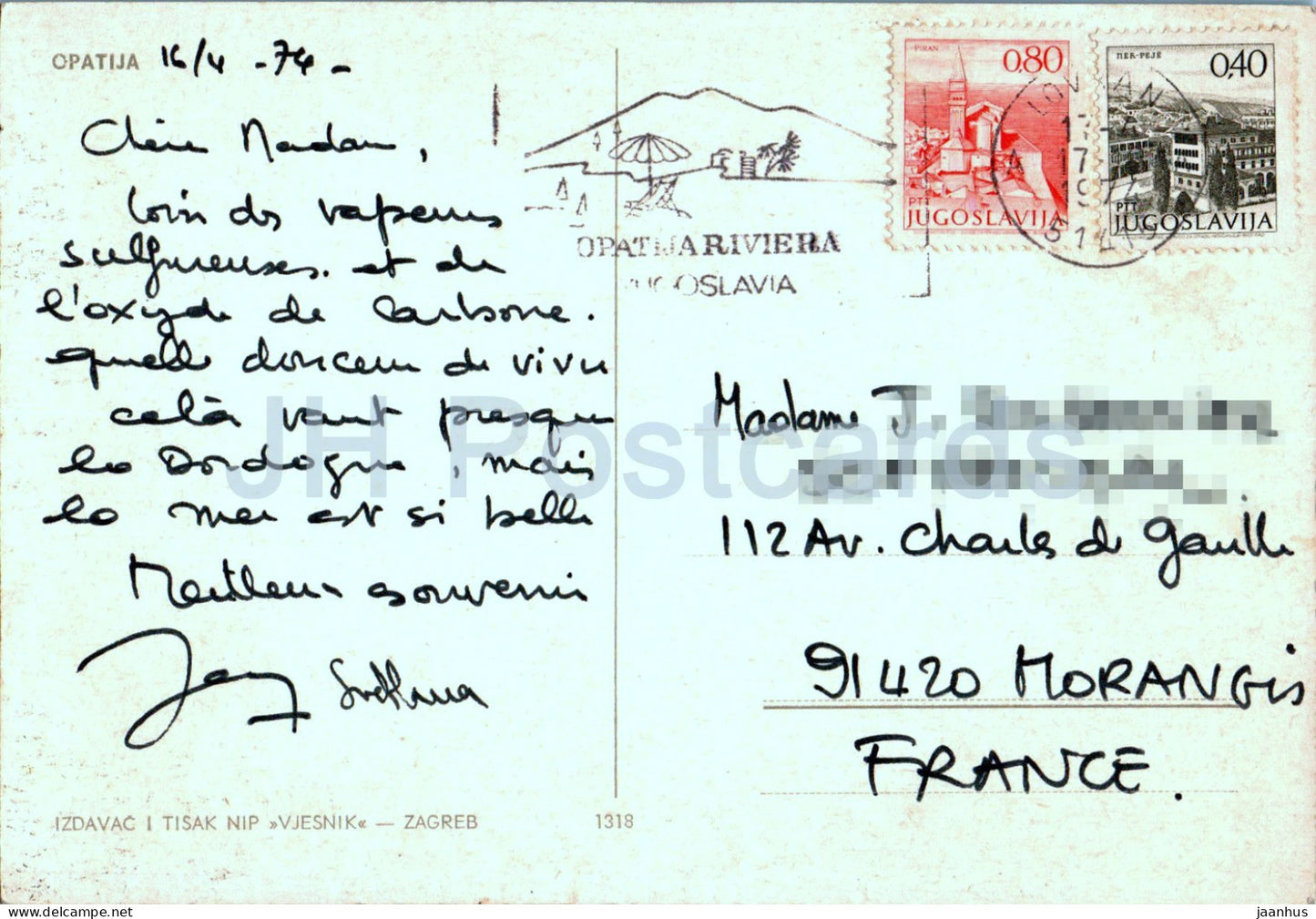 Opatija - voiture - 1318 - 1974 - Yougoslavie - Croatie - occasion