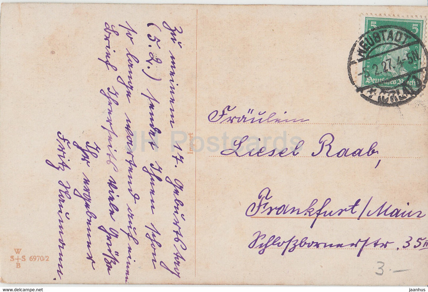 boy and girl - chicken - illustration - WSSB 6970/2 - old postcard - 1927 - used