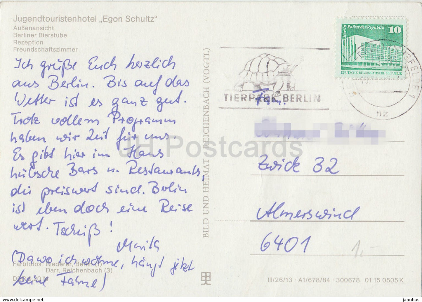 Berlin - Jugendtouristenhotel Egon Schultz - Germany DDR - used
