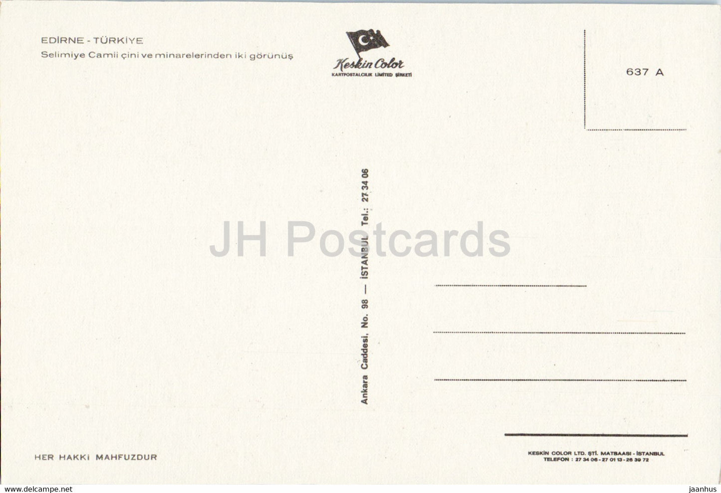 Edirne - Mosquée Selimiye - Minaret - 637 - Keskin - Turquie - inutilisé