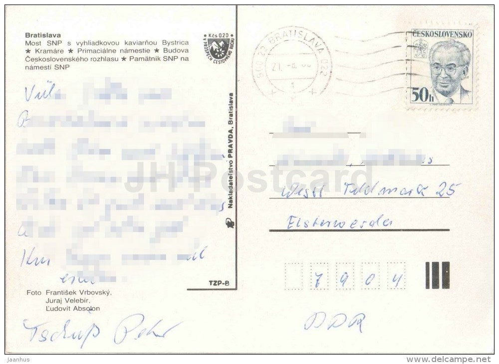 Bratislava - SNP bridge - Kramare - SNP monument - Czechoslovakia - Slovakia - used - JH Postcards